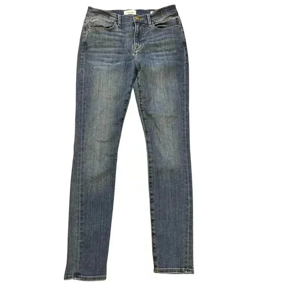 Frame Denim Le High Skinny Size 29 Poe Medium Wash Mid Rise Stretch Casual Crop - Picture 5 of 12